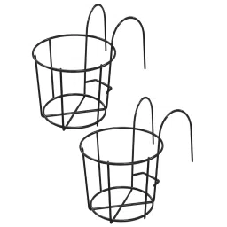 Ecofynd Round Metal Hanging Flower Pot Stand (Set Of 2) image 1