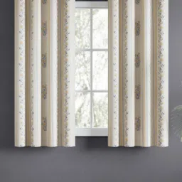 Haus & Kinder 100% Cotton Printed Curtains Rosebud Lane, Eyelets, Yellow (Pack of 2)-picture-28
