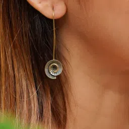 SOUL WORKS Gold Rose Brass Drop Earrings-picture-15