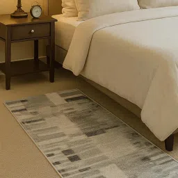 OBSESSIONS Grey Abstract Polyester Bedside Runner Ideal for Bedroom-image-20