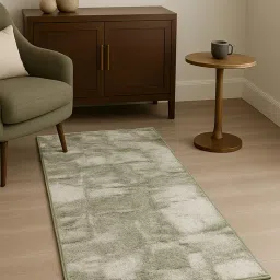 OBSESSIONS Grey Abstract Polyester Bedside Runner Ideal for Bedroom-image-91