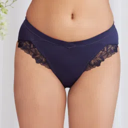 Nykd by Nykaa V Cut Lace Hipster Panty - Nyp343 Navy Blue image 1