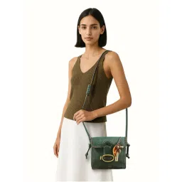Hidesign Genuine Leather Women's Sling Bag With Detachable Strap - Forest Green-picture-33