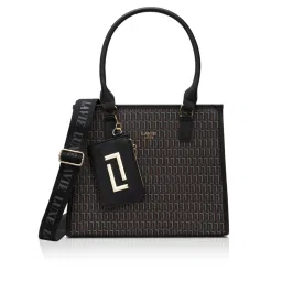 Lavie Luxe Women Black Mono Quad25 Handbag with Pouch & Detachable Strap (Set of 2) (M)-picture-23