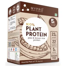 MYPRO SPORT NUTRITION Pea & Brown Rice 100% Plant Protein Powder - Vanilla (Pack of 10)-picture-23