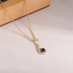 Ornate Jewels 925 Silver 18K Gold Plated Natural Blue Sapphire Necklace for Women & Girls-picture-11