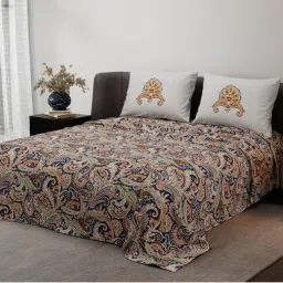 Synergized Cotton Heritage Bliss Pure Satin Digital Era Bedsheet with 2 Pillow Covers (King)-picture-13