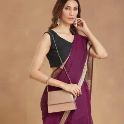 Fabindia Gold Silk Blend Clutch with Detachable Chain (M)-image-68