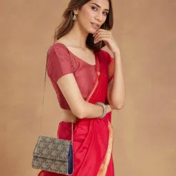 fabindia fashion Fabindia Navy Silk Blend Clutch with Detachable Chain (M)-picture-12