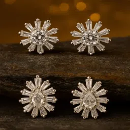 Jewelz Silver-Tone Crystal Flower Stud Earrings - Set Of 2-picture-13