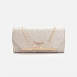 Carlton London Marcellina Light Gold Textured Envelope Clutch (M)-image-9