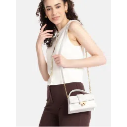 Carlton London White Mini Top Handle Crossbody Bag (S)-image-1