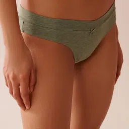 La Vie En Rose Cotton Thong Panty Green-image-89
