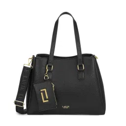 Lavie Luxe Rumi Black Solid Satchel Bag with Detachable Strap with Pouch-picture-29