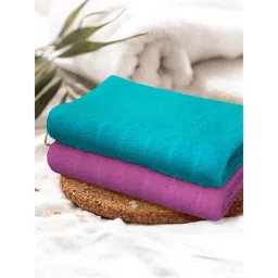 KOPA Reversible One Side Terry 100% Cotton Towel 2 Mix Set Solid Aqua Hotpink (L)-picture-20