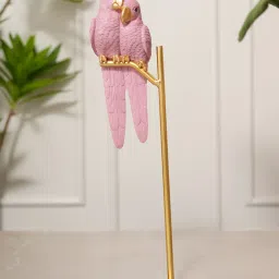 HOME 360 Love Birds On Metal Stand Showpiece - Pink-image-78
