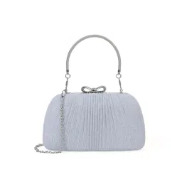 Akiki London Women Barnet Frame Clutch With Detachable Strap -Silver (S)-picture-24