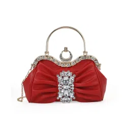 Akiki London Women Kingston Frame Clutch With Detachable Strap -Red (S)-picture-31