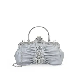 Akiki London Women Ealing Handle Clutch With Detachable Strap -Silver (S)-picture-37