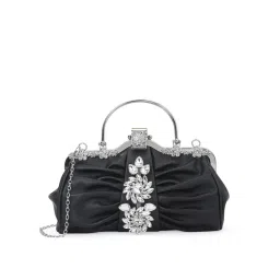 Akiki London Women Ealing Handle Clutch With Detachable Strap -Black (S)-picture-26