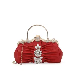 Akiki London Women Ealing Handle Clutch With Detachable Strap -Red (S)-picture-36
