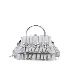 Akiki London Women Richmond Handle Clutch With Detachable Strap -Silver (S)-picture-25