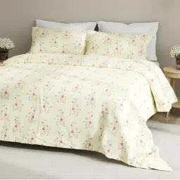 Boutique Living Embrace 100% Cotton 152 Tc Yellow Floral King Bedsheet with 2 Pillow Covers-picture-11