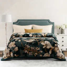 Boutique Living Platinum Pulse Floral Polyester 2 Ply Blanket (Double)-picture-20