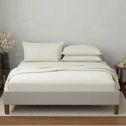 Boutique Living Emblem 100% Cotton 300 Tc White Solid King Dyed Bedsheet With 4 Pillow Covers-image-18