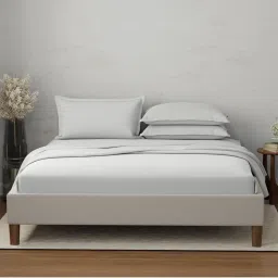 Boutique Living Emblem 100% Cotton 300 Tc Grey Solid King Dyed Bedsheet With 4 Pillow Covers-picture-13