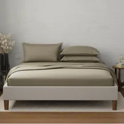 Boutique Living Emblem 100% Cotton 300 Tc Green Solid King Dyed Bedsheet With 4 Pillow Covers-image-67