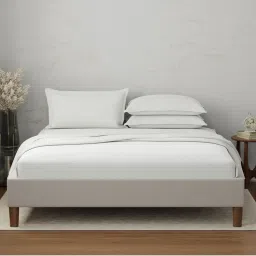 Boutique Living Emblem 100% Cotton 300 Tc White Solid King Dyed Bedsheet With 4 Pillow Covers-image-5