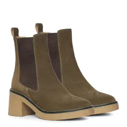 Saint G Women Green Leather Chelsea Boots-image-13