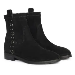 Saint G Women Black Leather Casual Boots-image-66