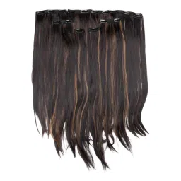 Stasia Street 24Inch 7 Set Clip-In Volumizer Dark Brown Hair Extensions With Golden Brown Highlights-image-70