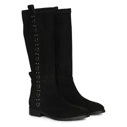 Saint G Women Black Leather Long Casual Boots-image-57