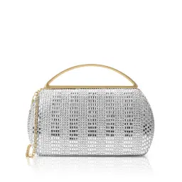 Lavie Signature Bun Handle Clutch with Detachable Chain -Silver (S)-picture-27