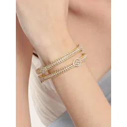 Nuyug Women White Stones Brass 2 Bangles image 1