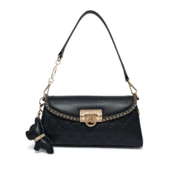 Akiki London Women Harold Flap Handbag With Detachable Strap & Charm -Black (S)-image-81