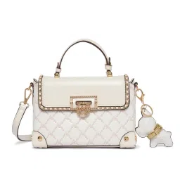 Akiki London Women Harrow Box Handbag With Detachable Strap & Charm -White (S)-image-54