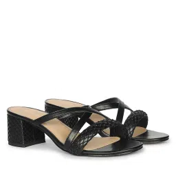 Saint G Saintg Womens Black Vegan Leather Block Sandals Heels-image-18