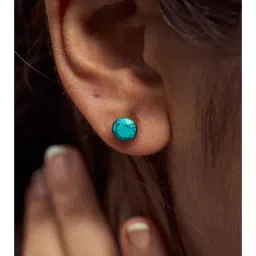 SOUL WORKS Turquoise Stone Stud Earrings-image-75