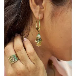 SOUL WORKS Hamsa Pearl Dangler Earrings-image-94