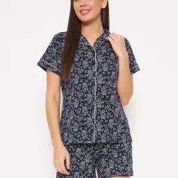 Clovia Cotton Floral Print Button Down Shirt and Shorts-picture-28