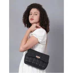 Carlton London Black Quilted Sling Bag-picture-21