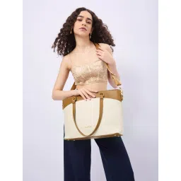 FARGO Arden Beige Tote Bag 14' Laptop Compartment with Detachable Strap (S) image 1