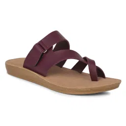 Bata Maroon Toe Ring Sandals for Women-picture-12