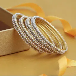 Sukkhi Fascinating Pearl Gold Plated Austrian Diamond Bangles Set Of 4 (B71518ADRL550)-image-1