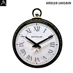 ARTYPILLAR 14In Wooden Frame Brass Channel with Iron Hook and 12In Dome Glass Dial Wall Clock-picture-20