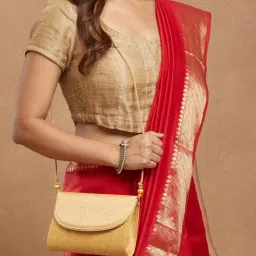 fabindia fashion Fabindia Yellow Polyester Clutch with Detachable Chain (M)-picture-27